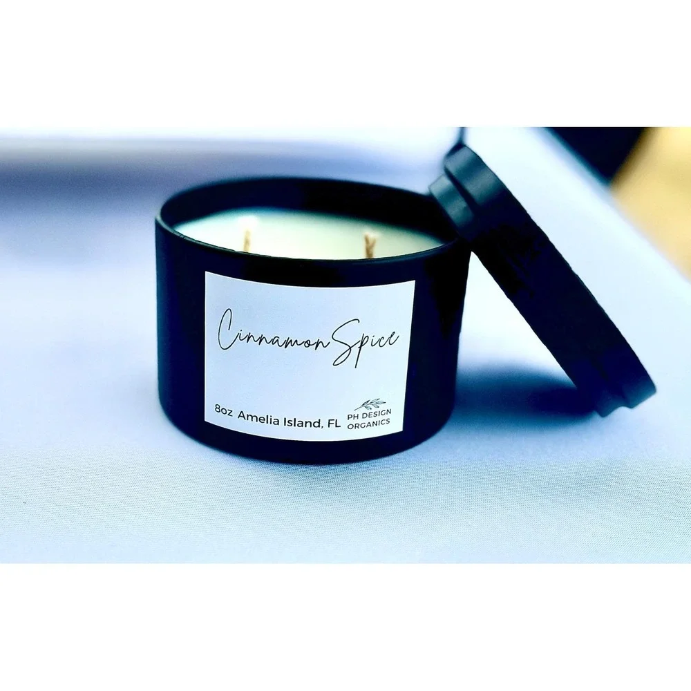 PH Design Organics Cinnamon Spice 8oz Soy‎ Candle Amelia Island FL Double Wick